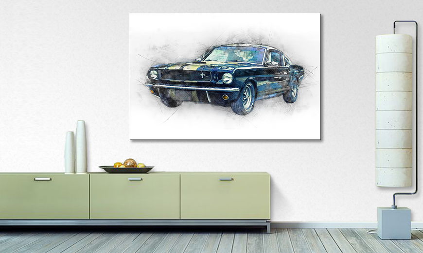 Das moderne Wandbild Black Mustang