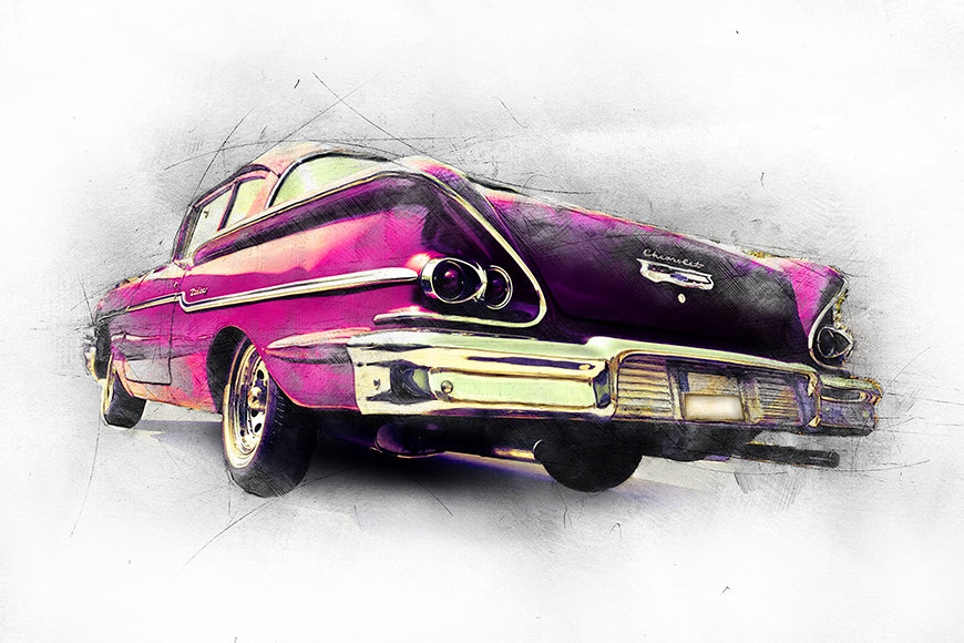 Vlies Fototapete Pink Chevrolet