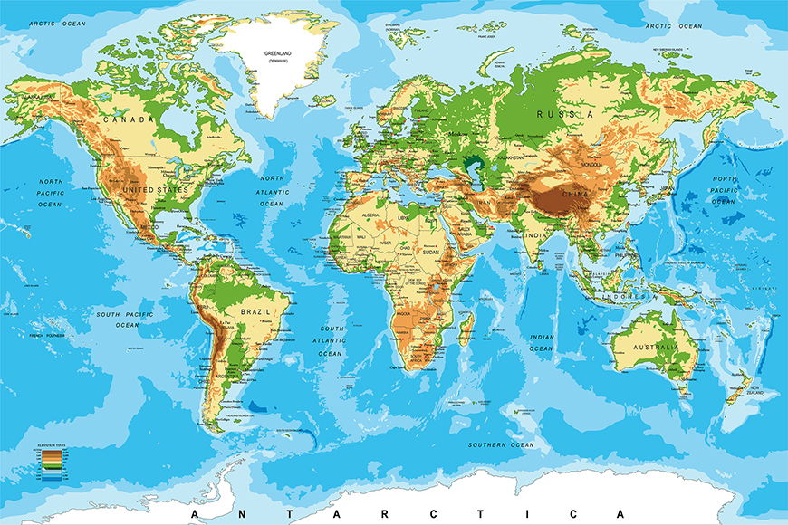 Vlies Tapete Physical Worldmap