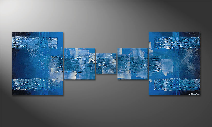 Das Wandbild Blue Waves 180x60x2cm