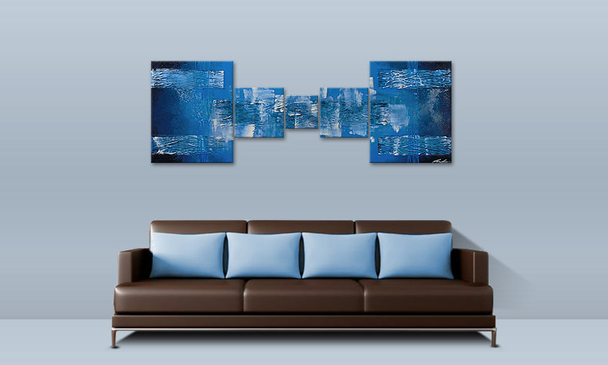 Das Wandbild Blue Waves 180x60cm