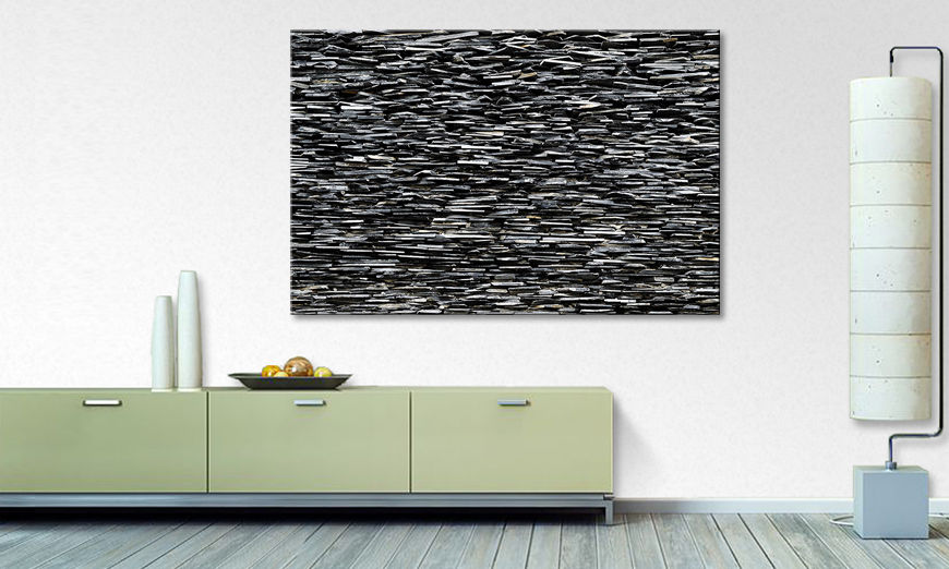 Das Leinwandbild Black White Stones 120x80 cm