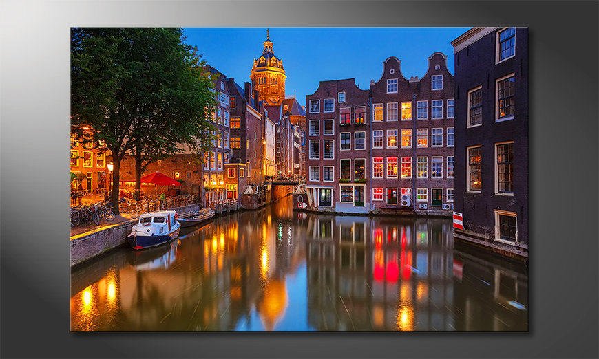 Das-gedruckte-Bild-Canal-in-Amsterdam