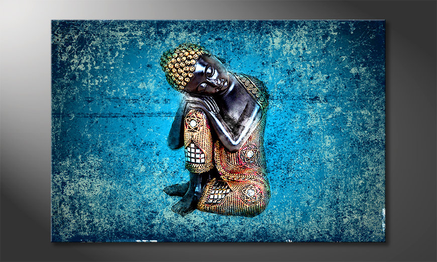 Das-gedruckte-Leinwandbild-Sleeping-Buddha-90x60-cm