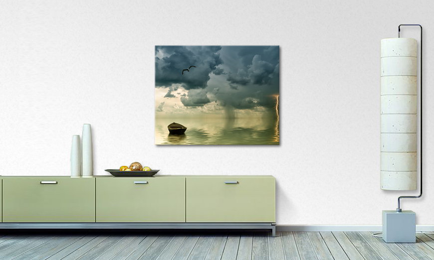 Das gedruckte Leinwandbild The Lonely Boat 100x80 cm