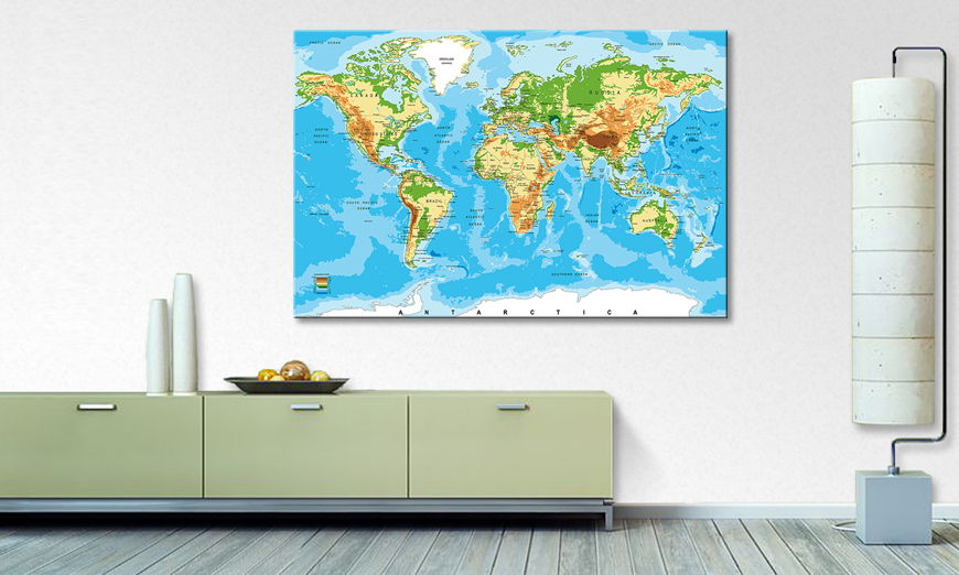Das gedruckte Leinwandbild World Map New Look 120x80 cm