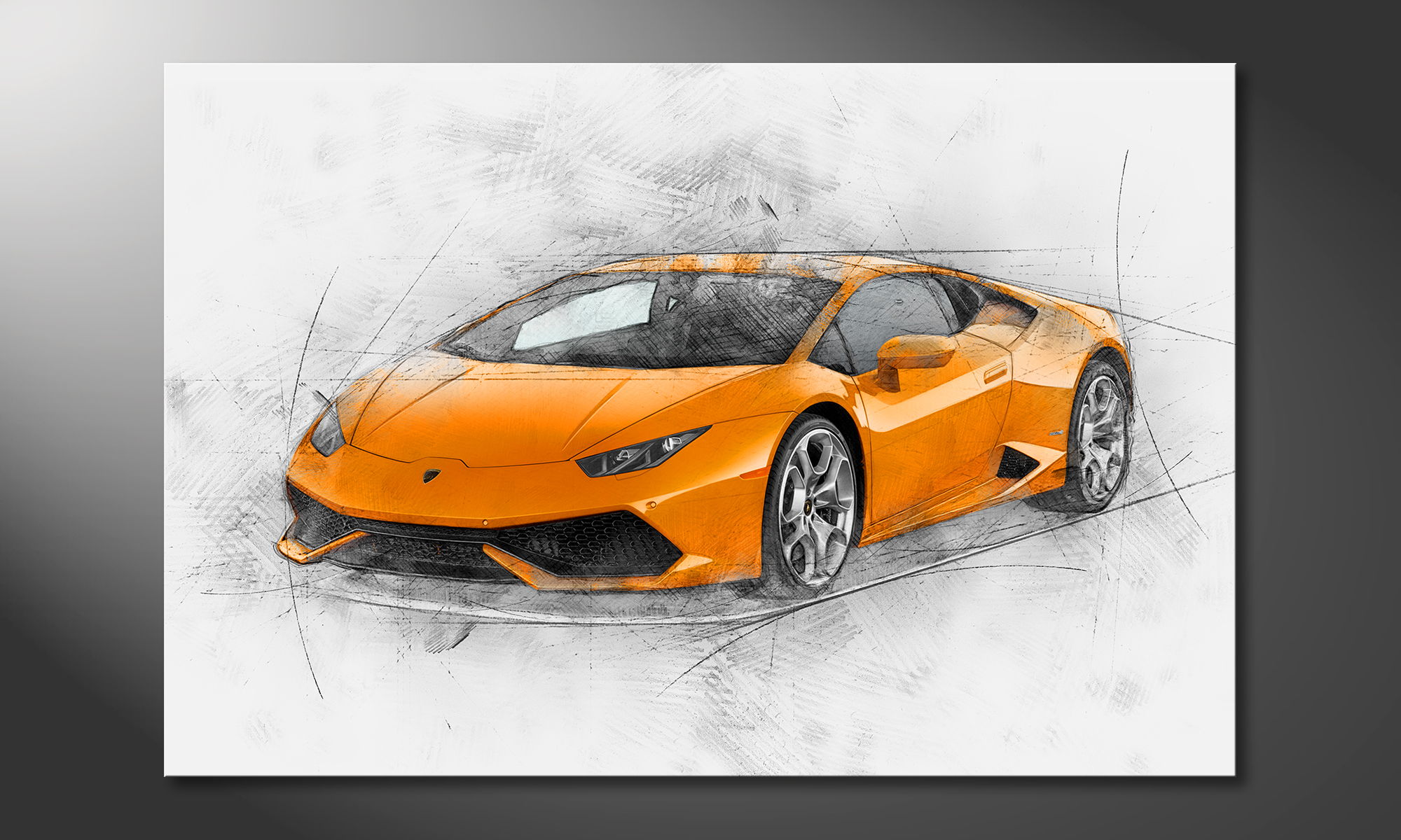 Lamborghini Gallardo echte LEINWAND Bild Canvas ART Kunstdruck Leinwandbild 