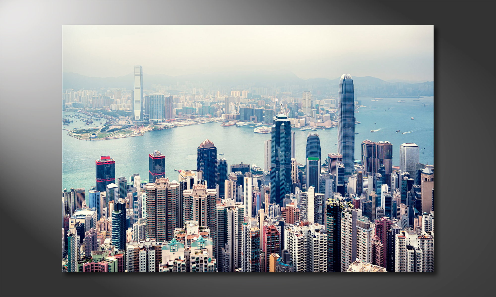 Hong Kong Bilder Poster Leinwand Panorama Wandbild XXL 150 cm*50 cm 605 sw 