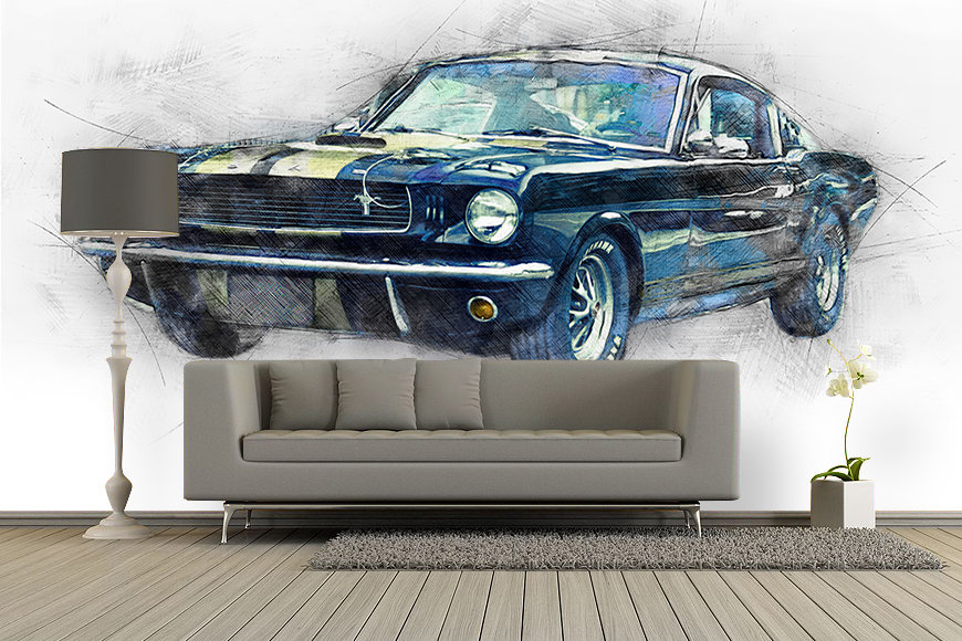 Fototapete Vlies Tapete neuestens Design Wagen amerikanisches Auto Ford Mustang 