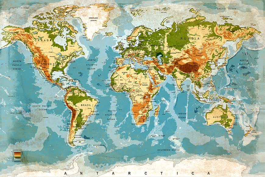 Weltkarte Used Worldmap in S bis XXL