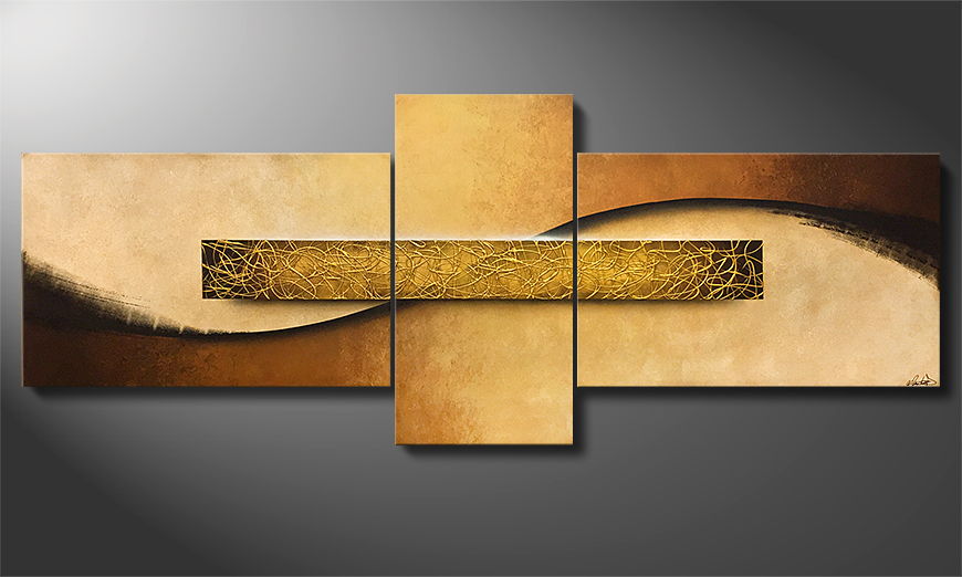 Das Wandbild Golden Vibrancy 300x120x4cm