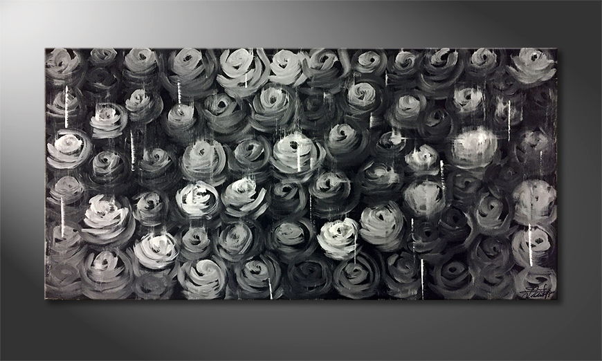 Handgemaltes Bild Black Roses 120x60cm