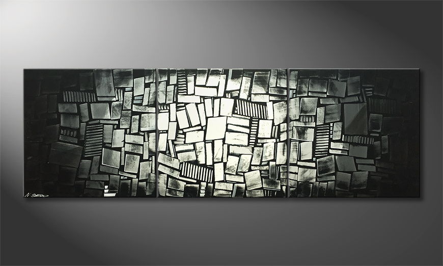 Handgemaltes Bild Cubic Night 210x70cm