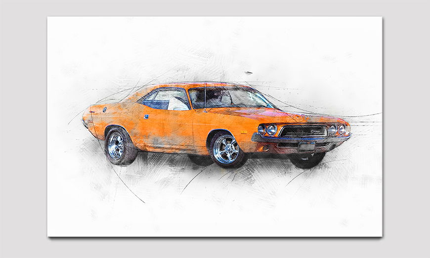 Das hochwertige Acrylglasbild Orange Muscle Car