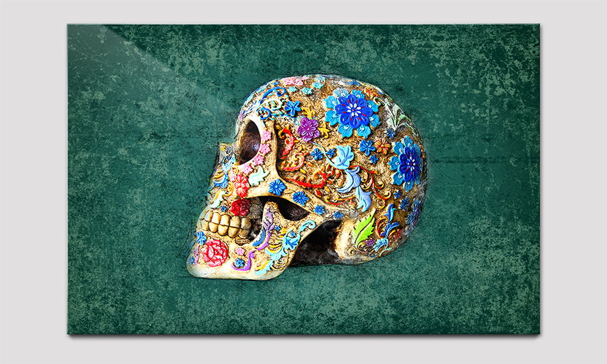 Das moderne Acrylglasbild Colorful Skull