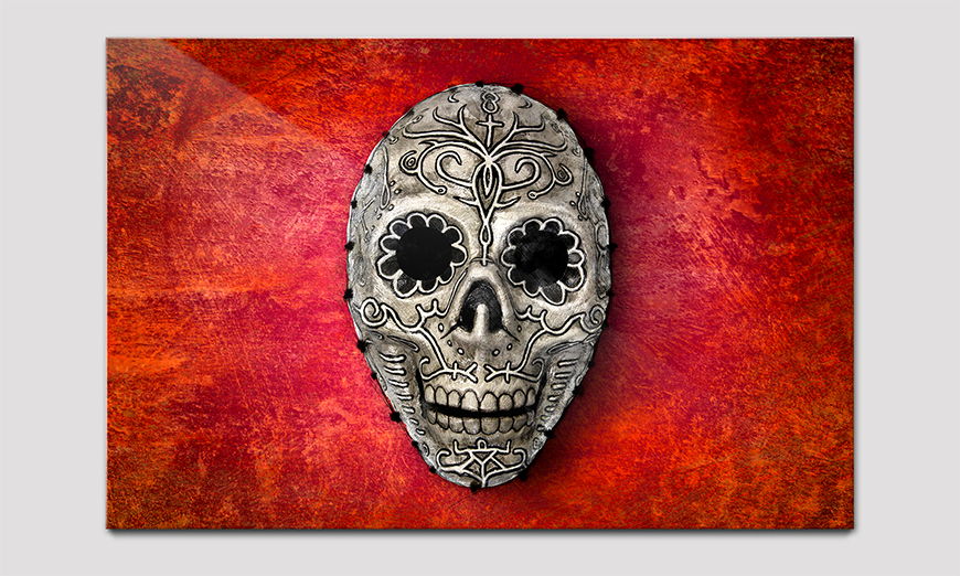 Druck hinter Acrylglasplatte Skull On Red