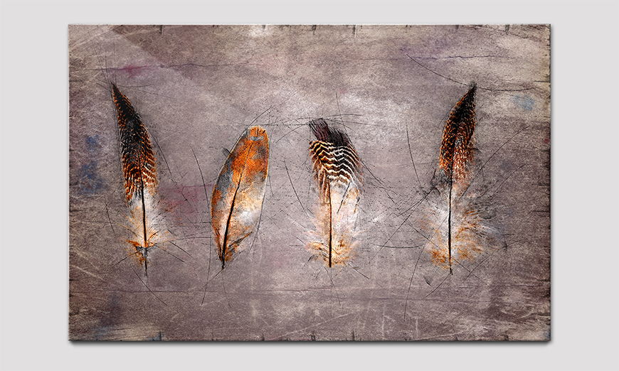 Qualitäsdruck hinter Acrylglas Four Feathers