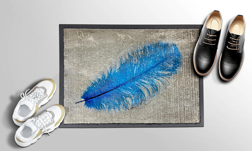 Nur hier: Fußmatte Feather In Blue 